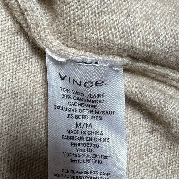 Vince Sweater Womens Medium Beige Wool Cashmere Open Front Cardigan Long Knit - Picture 9 of 10